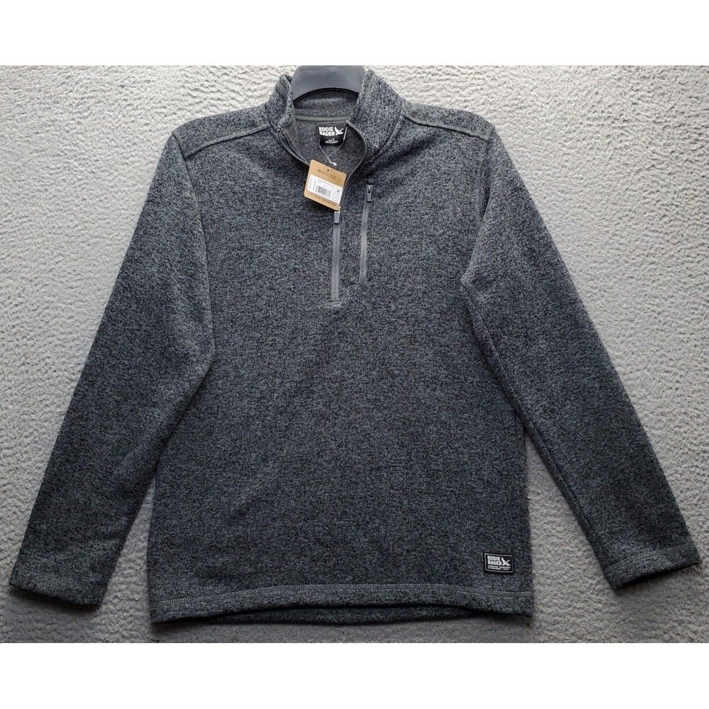 Eddie Bauer Radiator Fleece 1/4 Zip Pullover Sweater Mens Small Gray Long Sleeve